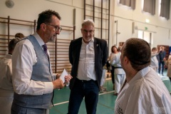 Minister Reinhold Jost und SKV Präsident Stefan Louis im Austausch mit den Päd-Ka Teilnehmern.